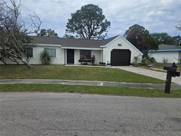 Single-story house with dark brown garage door and well-maintained lawn at 3261 Mill Run Ct, North Port, FL 34287