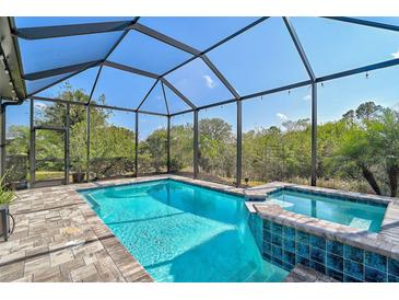 Inviting screened pool and spa with a spacious deck at 125 Soliera St, Nokomis, FL 34275