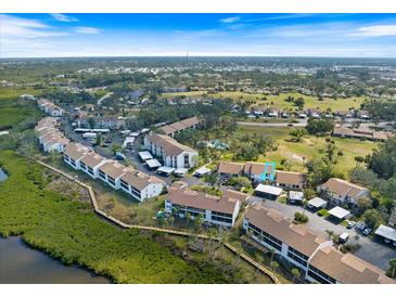 Scenic aerial view of the lovely landscaped community and surrounding green spaces on a sunny day at 854 Bird Bay Way # 190, Venice, FL 34285