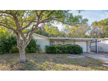 Ranch-style home with carport and mature landscaping at 4137 Glissade Dr, New Port Richey, FL 34652