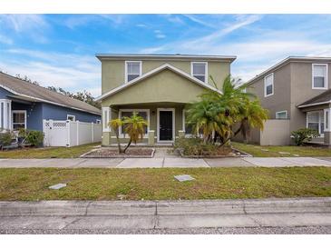 Two-story house with green exterior and palm trees in front at 7707 N Riverdale Ave, Tampa, FL 33604