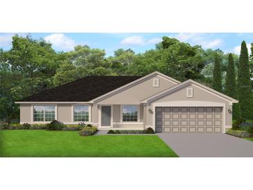 Charming single story home with manicured lawn, neutral paint and two car garage at 10164 Gamewell St, Spring Hill, FL 34608