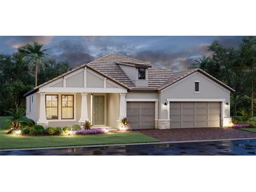 Two-story house with a two-car garage, landscaped yard, and charming curb appeal at 4728 Sweet Retreat Run, Bradenton, FL 34211