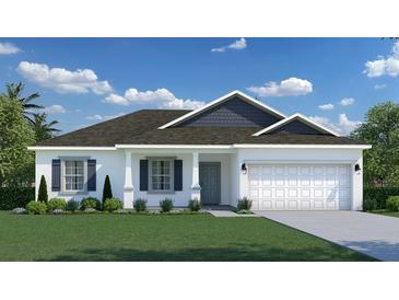 One-story home with gray roof, white walls, and blue accents at 17516 Waco Ave, Port Charlotte, FL 33948