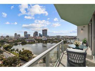 Breathtaking skyline views from the private balcony with comfortable seating and a serene atmosphere at 777 3Rd N Ave # 1504, St Petersburg, FL 33701