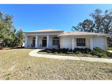 Single-story home with light-colored exterior and landscaping at 17820 Monteverde Dr, Spring Hill, FL 34610