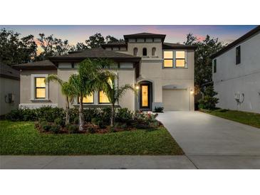 Two-story house with landscaping and driveway at 14672 Horse Trot Rd, Lithia, FL 33547