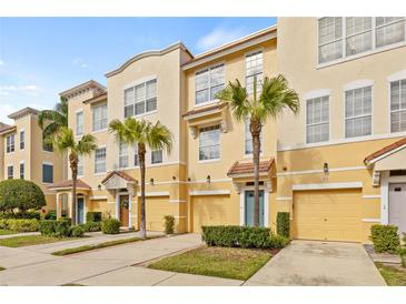 Three-story townhouses with attached garages and palm trees at 3117 Bayshore Oaks Dr, Tampa, FL 33611