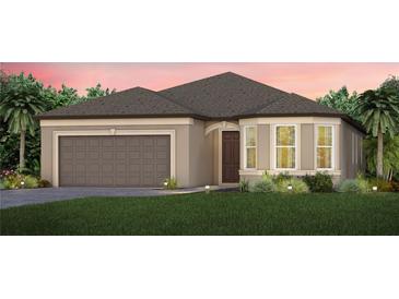 Single-story home with brown roof and garage at 9413 Barnacle Ln, Parrish, FL 34219