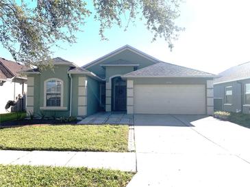 One-story house with a two-car garage and a well-maintained lawn at 8408 Canterbury Lake Blvd, Tampa, FL 33619