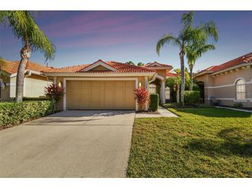 Beautiful two-story home with a large garage and lush landscaping at 14608 Mirasol Manor Ct, Tampa, FL 33626
