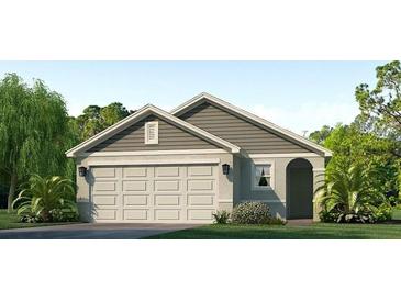 One-story home with two-car garage and landscaped lawn at 17291 Whiskey Creek Trl, Parrish, FL 34219