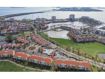 Aerial view showing condo location near water and golf course at 6181 Bahia Del Mar Blvd # 209, St Petersburg, FL 33715