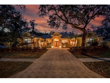 Stunning two-story home with a large driveway and beautiful landscaping at 16312 Dunlindale Dr, Lithia, FL 33547