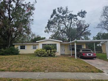 Ranch-style home with carport and landscaped yard at 7110 Bonito St, Tampa, FL 33617