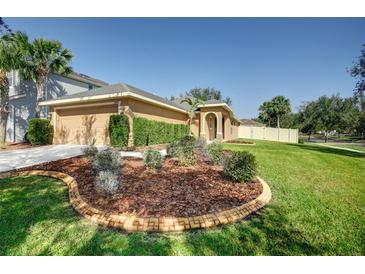 Single-Gathering home with well-manicured lawn and landscaping at 17409 New Cross Cir, Lithia, FL 33547