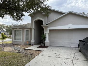 Two-story house with attached garage and landscaping at 6905 Sotra St, Wesley Chapel, FL 33545