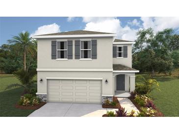 Two-story house with gray siding, gray shutters, and a two-car garage at 3479 Hilltop Cir, Lakewood Ranch, FL 34211
