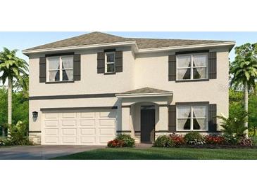 Two-story house with neutral color scheme and a two-car garage at 18302 Wheathouse Pl, Lakewood Ranch, FL 34211