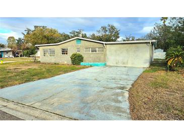 Ranch-style home with a large driveway and mature trees at 4502 S Shamrock Rd, Tampa, FL 33611