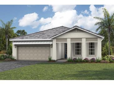 One-story home with gray roof and attached garage at 11827 Starbright Path, Venice, FL 34293