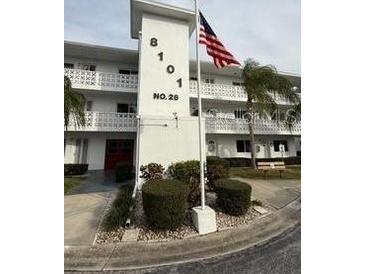 Condo building exterior featuring a clean, modern design at 8101 113Th Street St # 107, Seminole, FL 33772