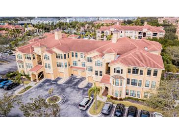 Aerial view of upscale community with pool, offering resort-style living at 2724 Via Murano # 631, Clearwater, FL 33764