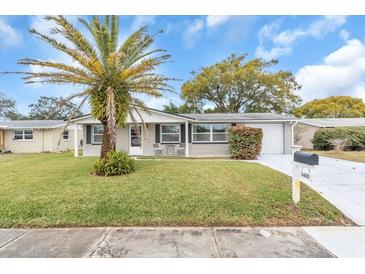 Newly renovated single story home with a landscaped lawn and driveway at 3405 Nixon Rd, Holiday, FL 34691