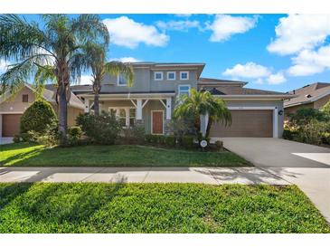 Two-story house with a brown garage door and landscaping at 1317 Lorea Ln, Brandon, FL 33511