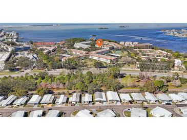Aerial view of waterfront community, showing location of condo building at 2700 Bayshore Blvd # 1305, Dunedin, FL 34698