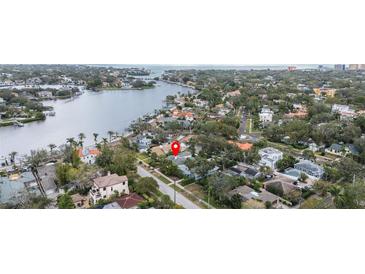 Aerial view showcasing home's location in a waterfront community at 136 26Th Ne Ave, St Petersburg, FL 33704
