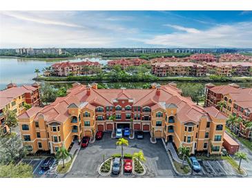 Aerial view of upscale condo community with water access at 2749 Via Cipriani # 1034A, Clearwater, FL 33764