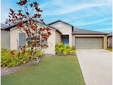 One-story house with gray shutters and a two-car garage at 993 Anchor Bend Dr, Ruskin, FL 33570