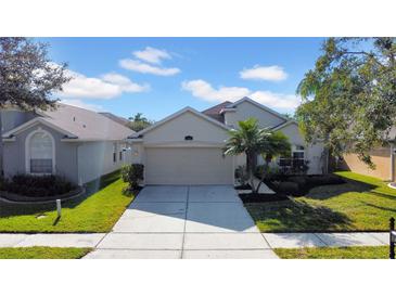 Attractive single-story home with a two-car garage and landscaped lawn at 11441 Cypress Reserve Dr, Tampa, FL 33626