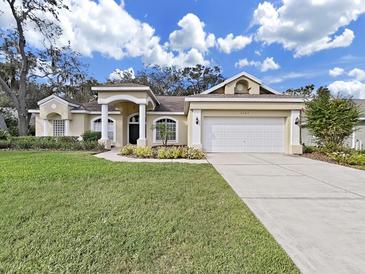 Beautiful one-story home with a two-car garage and lush landscaping at 3307 Kilmer Pl, Plant City, FL 33566