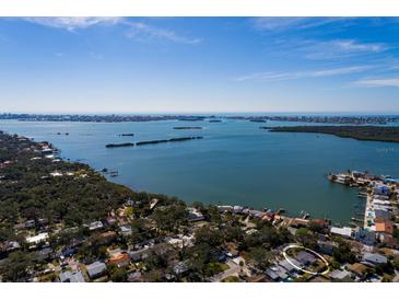 Aerial view showing home's location on a canal with water access at 8349 41St N Ave, St Petersburg, FL 33709