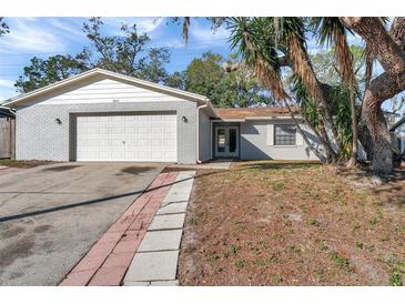 Newly painted house with a two-car garage and a well-maintained lawn at 3917 Briarlake Dr, Valrico, FL 33596