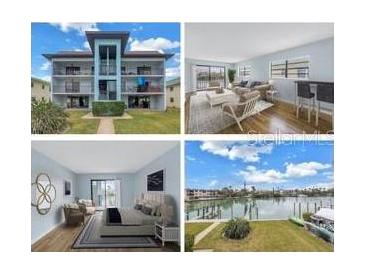 Updated condo building with light blue accents and waterfront views at 12080 Capri S Cir # 102, Treasure Island, FL 33706