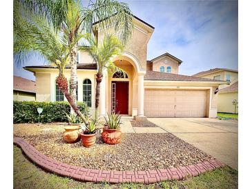 Two-story house with palm trees and well-maintained landscaping at 4110 Huntingdale Ct, Wesley Chapel, FL 33543