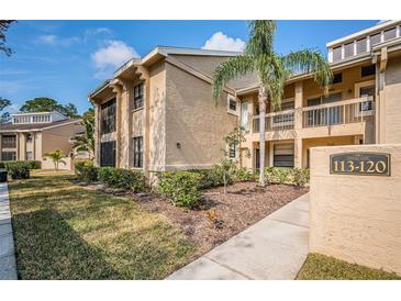 Well-maintained condo exterior with lush landscaping and a welcoming entryway at 113 Lindsay Ln # 23, Oldsmar, FL 34677