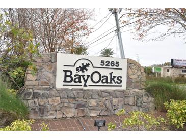 BayOaks community entrance sign at 5265 at 5265 E Bay Dr # 323, Clearwater, FL 33764