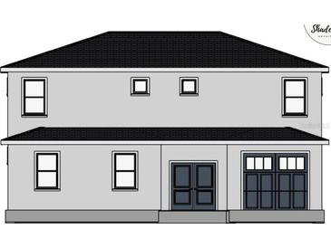 Illustration of home's rear facade with symmetrical window placement and simple architectural details at 3801 Luma Dr, Holiday, FL 34691