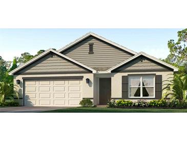 Charming single-Gathering home featuring a two-car garage, neutral color palette, and well-maintained landscaping at 10869 Gentle Current Way, Parrish, FL 34219