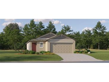 Charming single-Gathering home showcasing a well-manicured lawn and a two-car garage at 4006 Northern Key Dr, Plant City, FL 33563