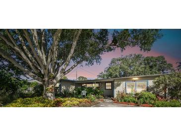 Charming single-story home surrounded by lush landscaping and mature trees at 253 Sunlit Cove Ne Dr, St Petersburg, FL 33702