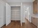 Walk-in pantry with ample shelving for storage at 11826 River Shores Trl, Parrish, FL 34219