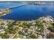 Aerial view showcasing a house's waterfront proximity at 512 1St E Ave, Bradenton, FL 34208