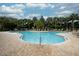 Kidney shaped community pool with plenty of lounge chairs at 7317 Skybird Rd # 7317, Bradenton, FL 34209