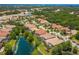 Aerial view showcasing a community of homes near a lake at 7167 Whitemarsh Cir, Lakewood Ranch, FL 34202