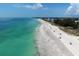 Aerial view of beach showing shoreline, ocean and people at 4805 2Nd Ave, Holmes Beach, FL 34217